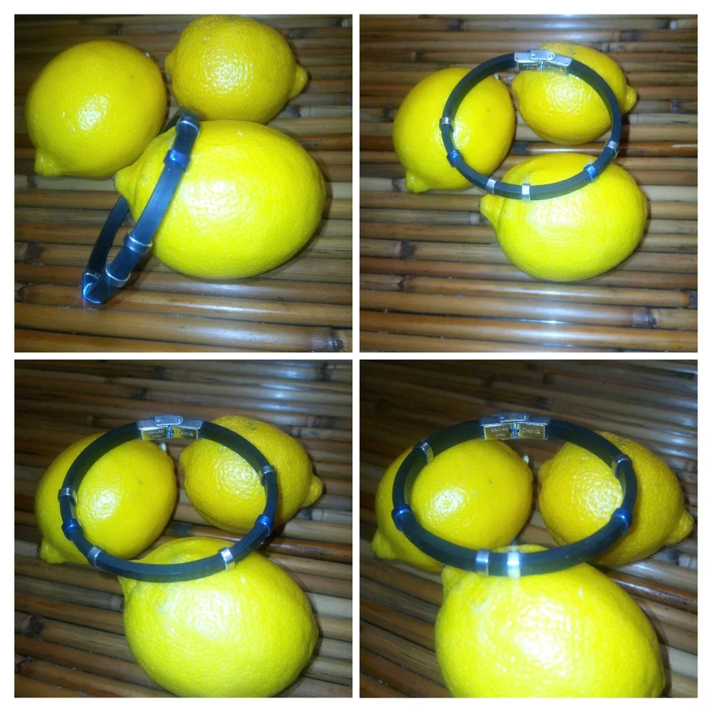 Black Rubber & Metal Unisex Bracelet
